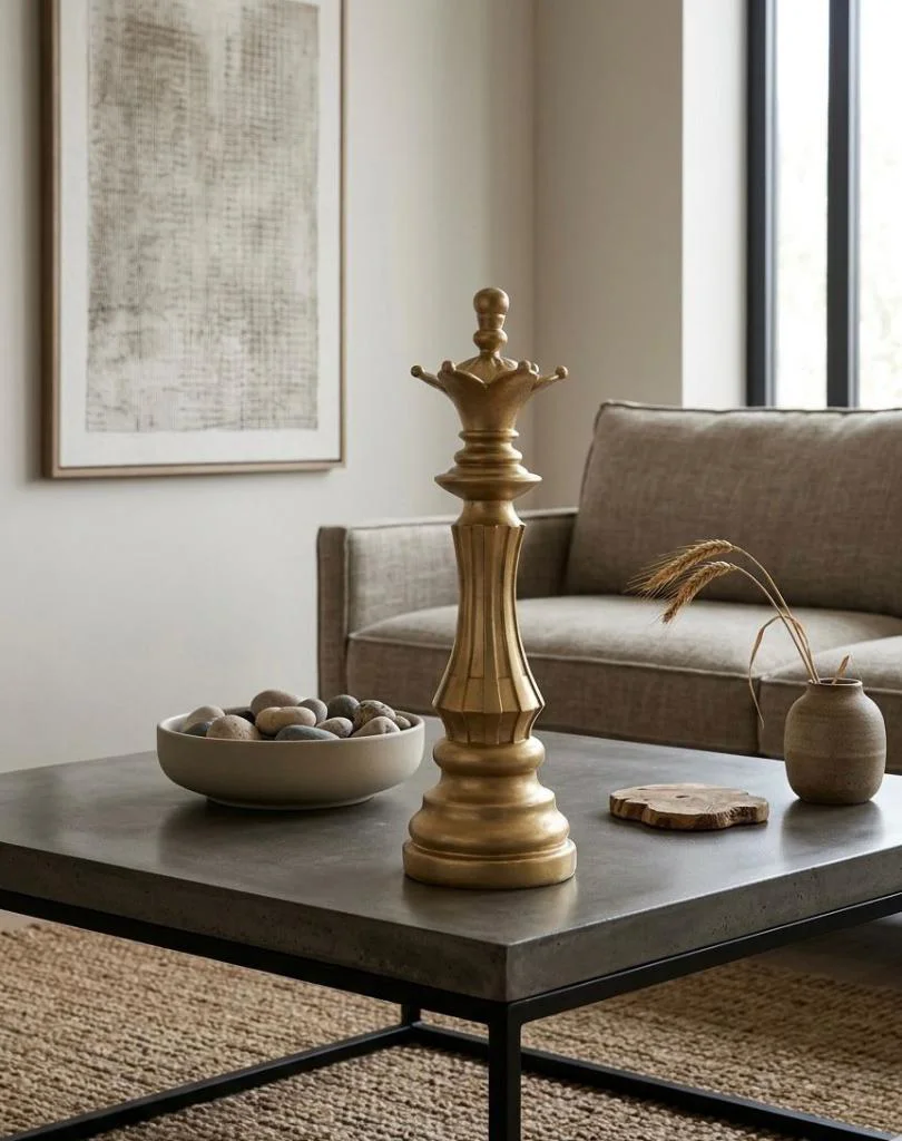 Modern Dekoratif Satranç Vezir Gold  Biblo