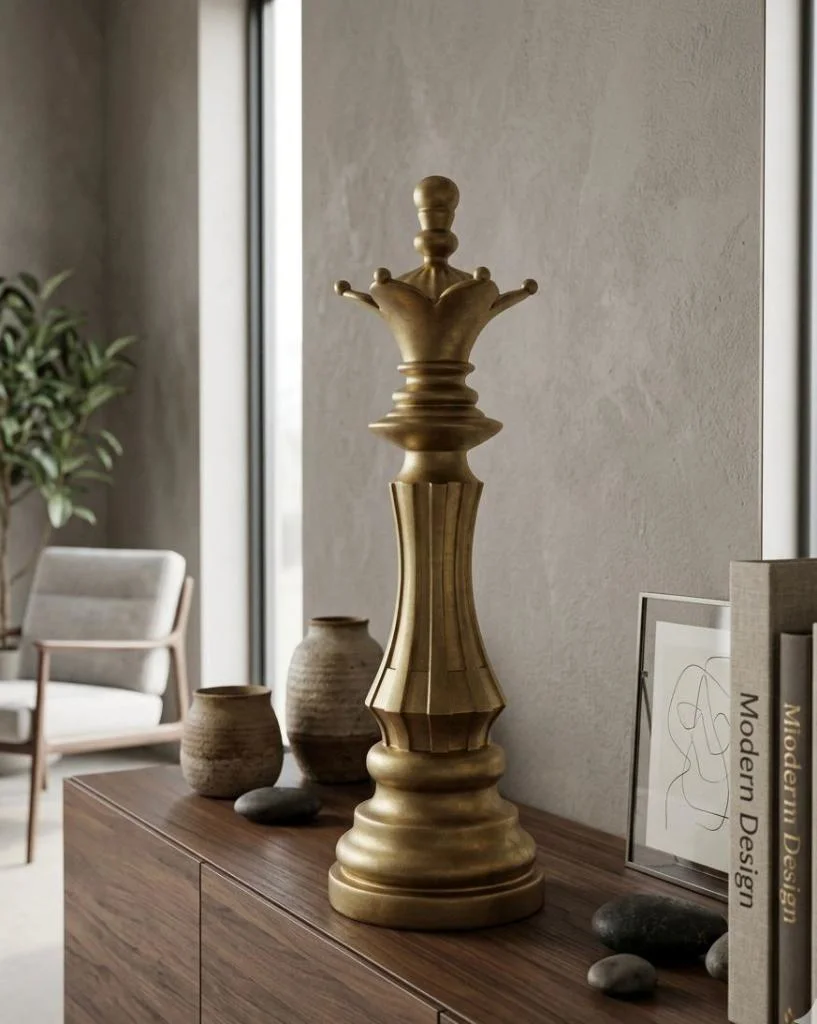 Modern Dekoratif Satranç Vezir Gold  Biblo