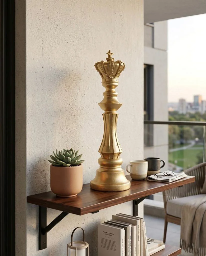 Modern Dekoratif Satranç Şah Gold  Biblo