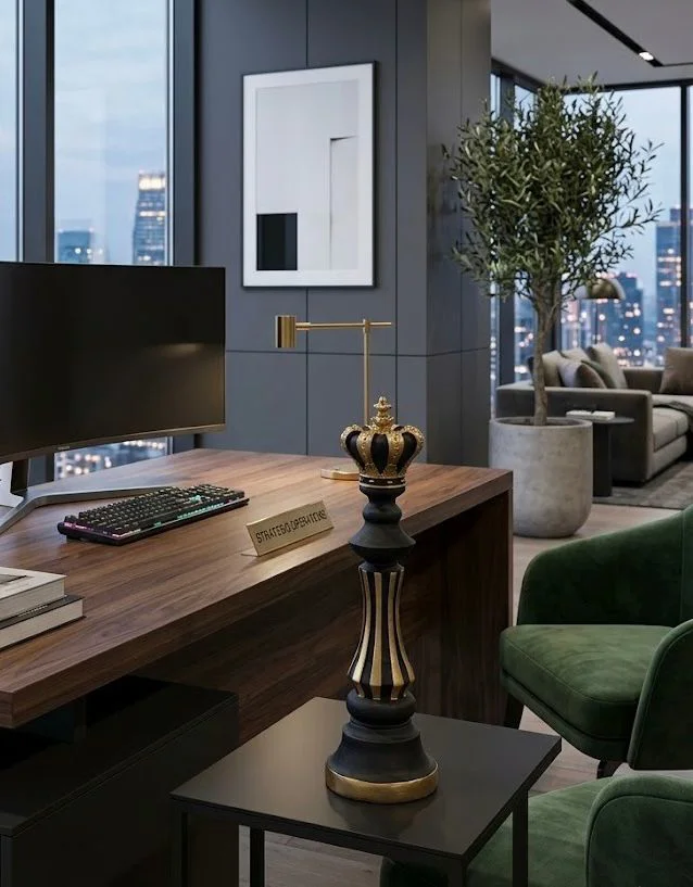 Modern Dekoratif Satranç Vezir Biblo Siyah Gold Obje Salon, Ofis, Modern Dekoratif Satranç Vezir Biblo Siyah Gold Obje Salon, Ofis,