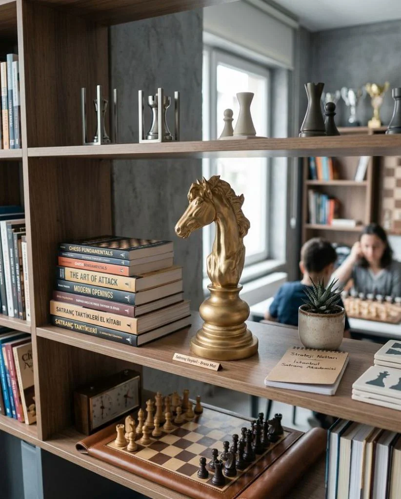 Modern Dekoratif Satranç At Gold  Biblo