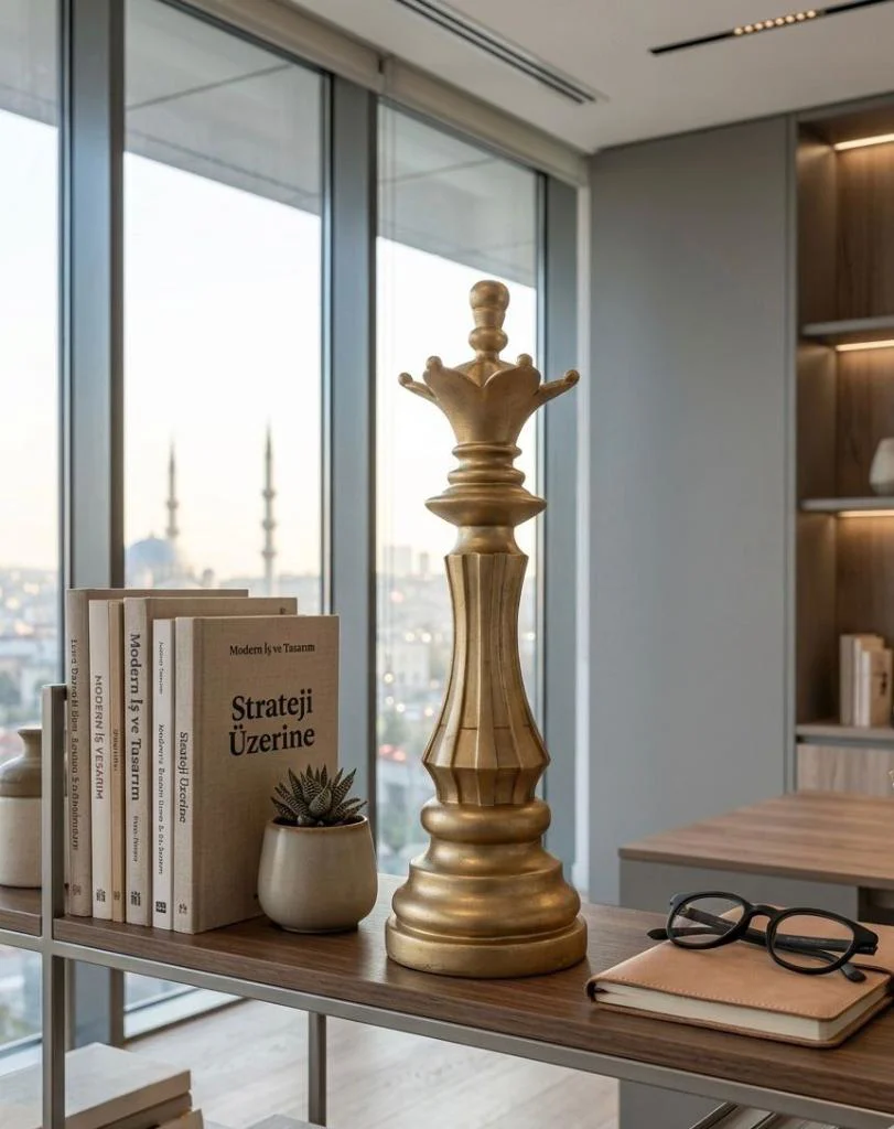 Modern Dekoratif Satranç Vezir Gold  Biblo
