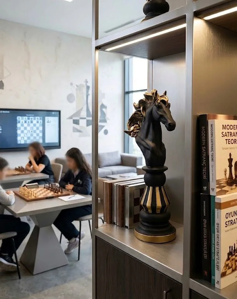 Modern Dekoratif Satranç At Siyah Gold  Biblo