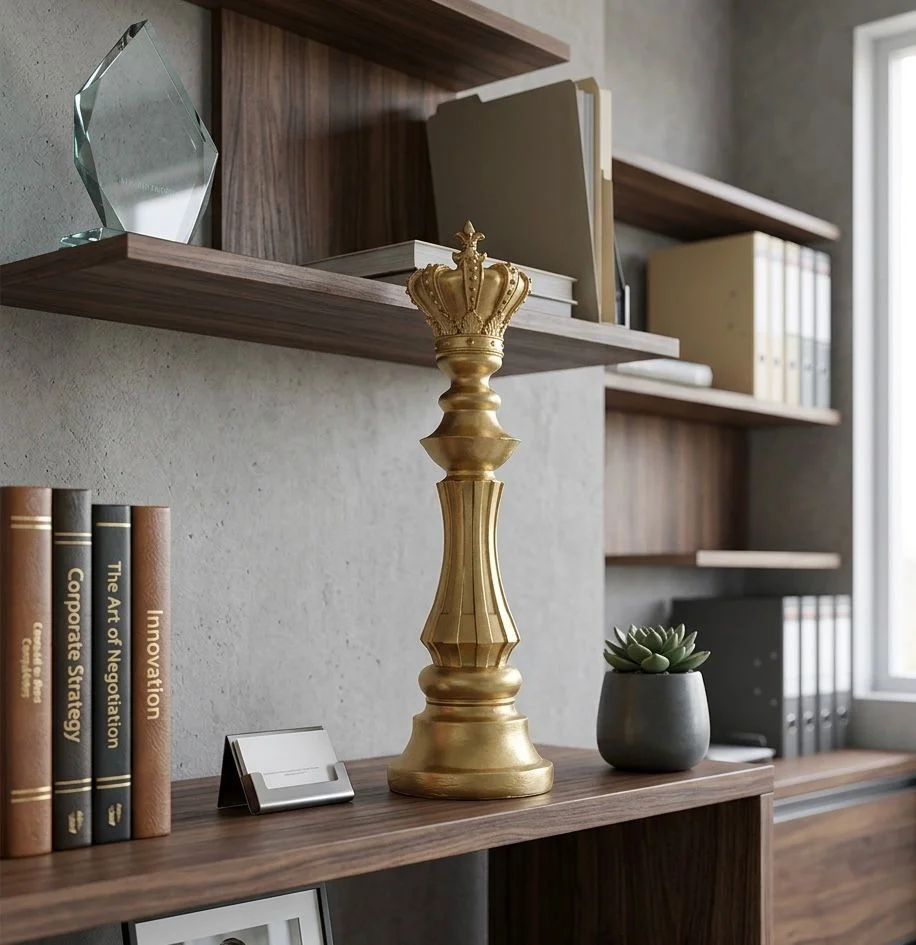 Modern Dekoratif Satranç Şah Gold  Biblo