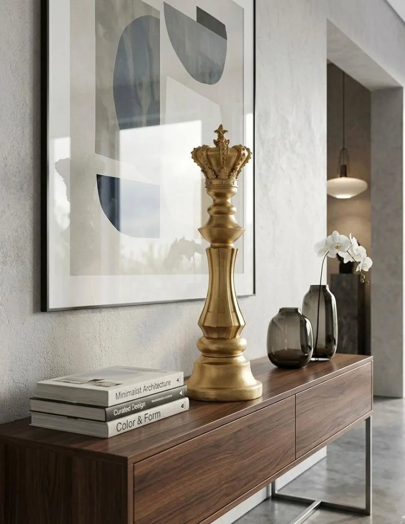 Modern Dekoratif Satranç Şah Gold  Biblo