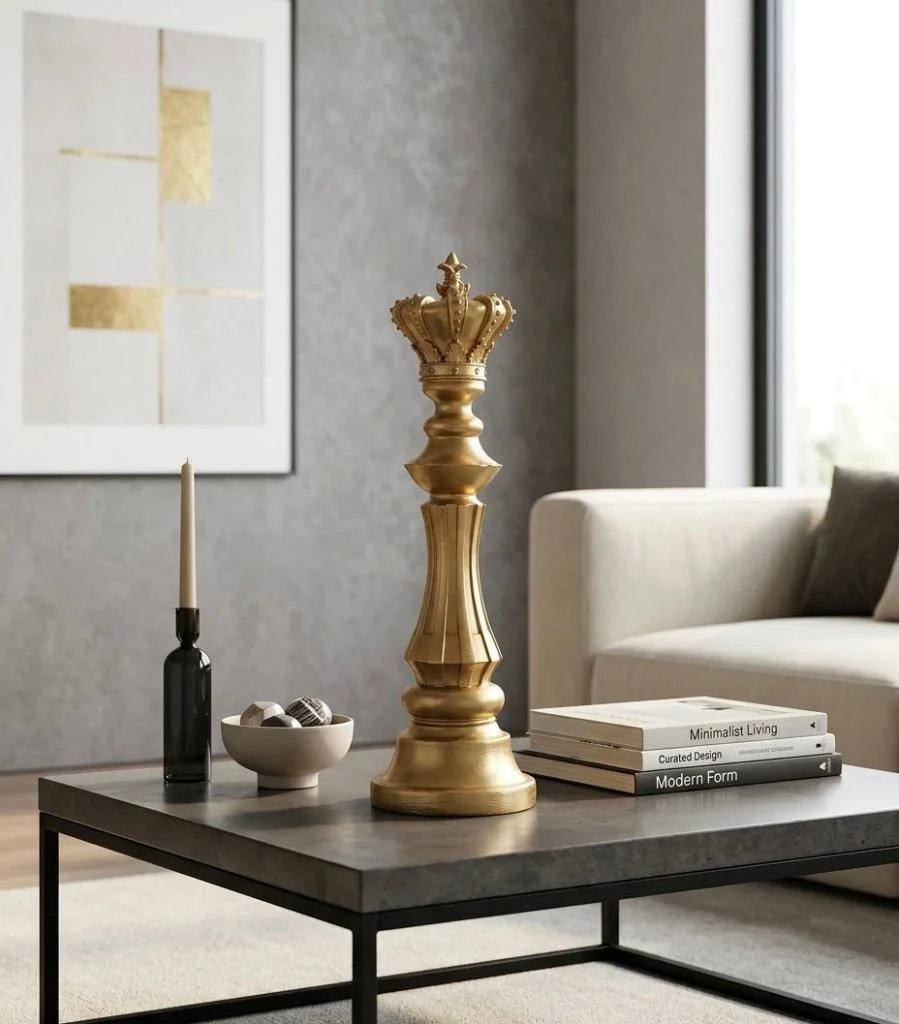 Modern Dekoratif Satranç Şah Gold  Biblo