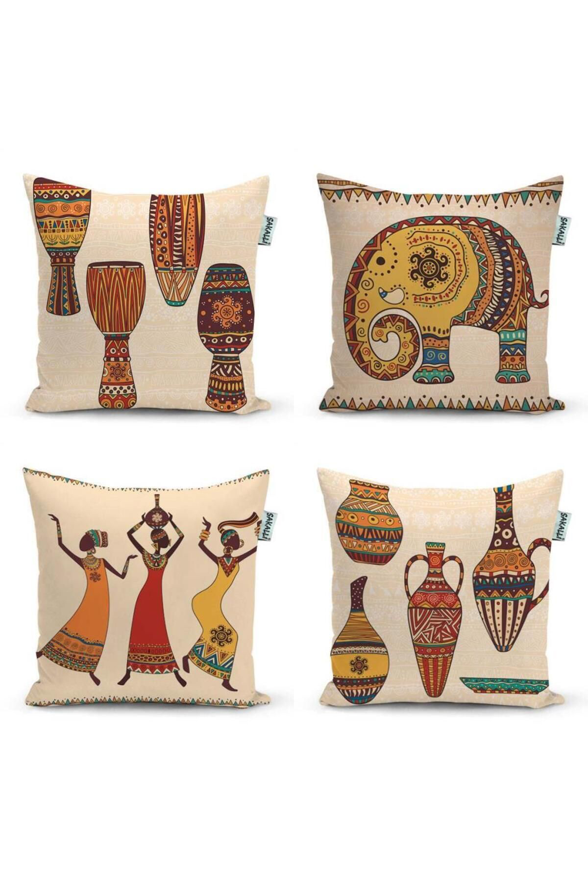 Modern Desen 3d Dijital Baskılı Dekoratif 4lü Kırlent Kılıfı