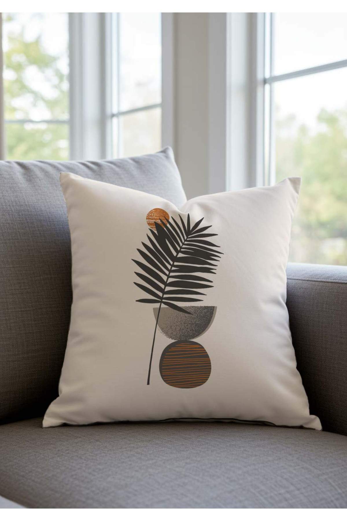 Sakallı Modern Desen 3D Dijital Baskılı Dekoratif Kırlent Kılıfı