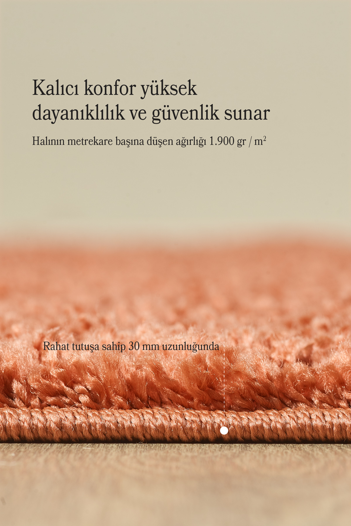 Anaska Home Modern Desenli Salon Halısı Turuncu Halı Peluş Halı Yıkanabilir P