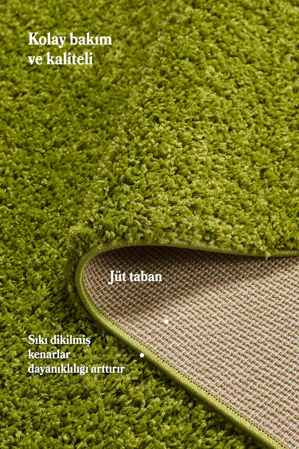 Anaska Home Modern Desensiz Yeşil Halı Salon Halısı Oturma Odası Halısı Çocuk