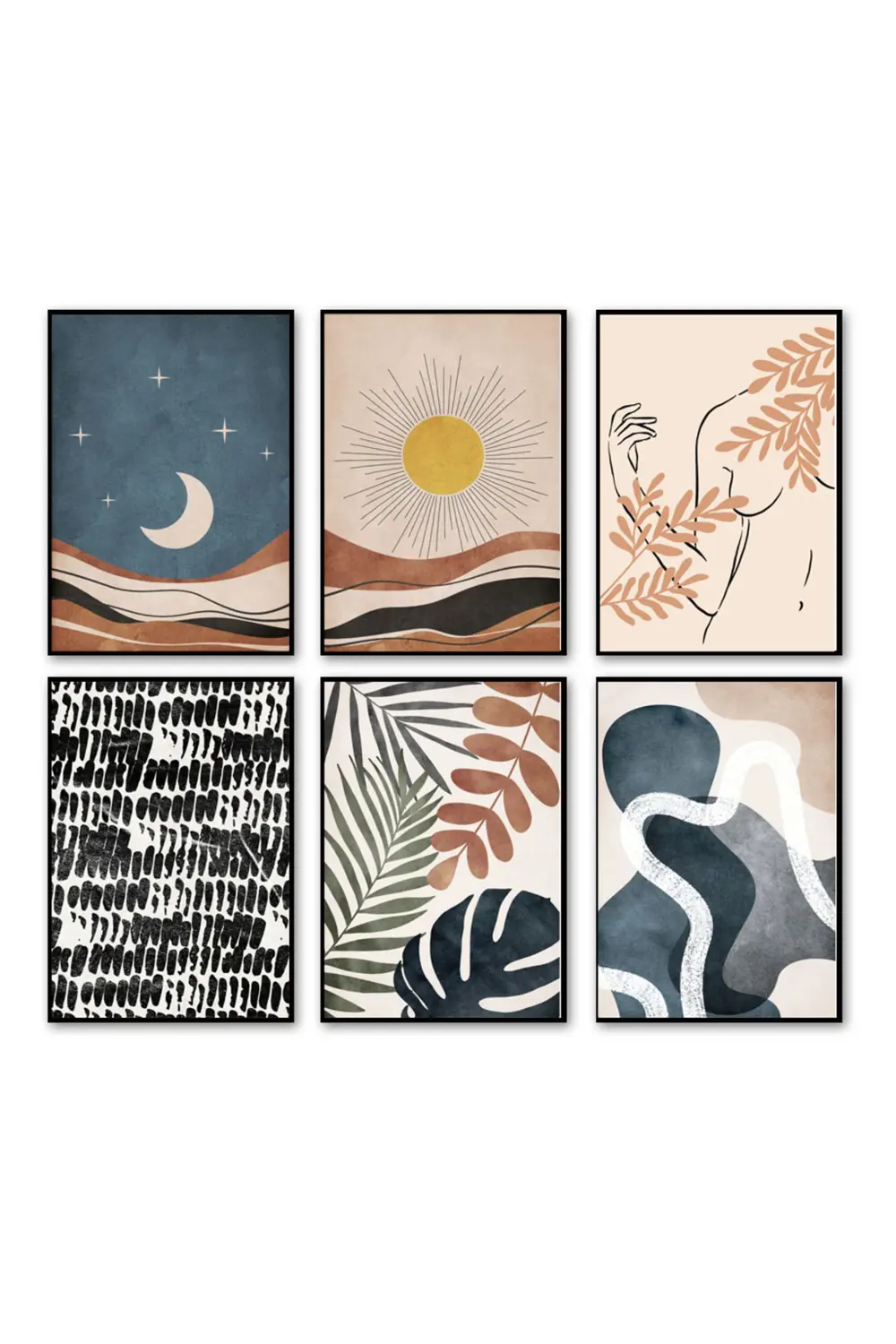 Modern Doğa ve Sanat Temalı Bohem Renkli 6’lı Çerçeve Görünümlü M Fiyatı, Yorumları ve Özellikleri
