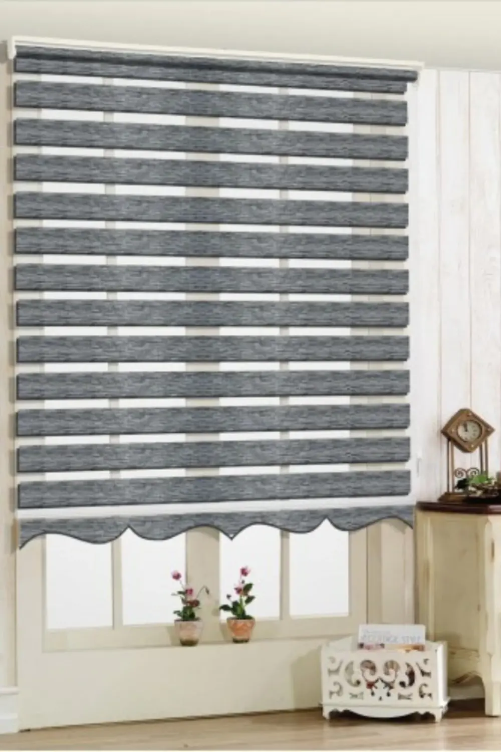 Modern Ev Ofis Bambu Zebra Stor Perde Alüminyum Kasalı Yüksek Kal