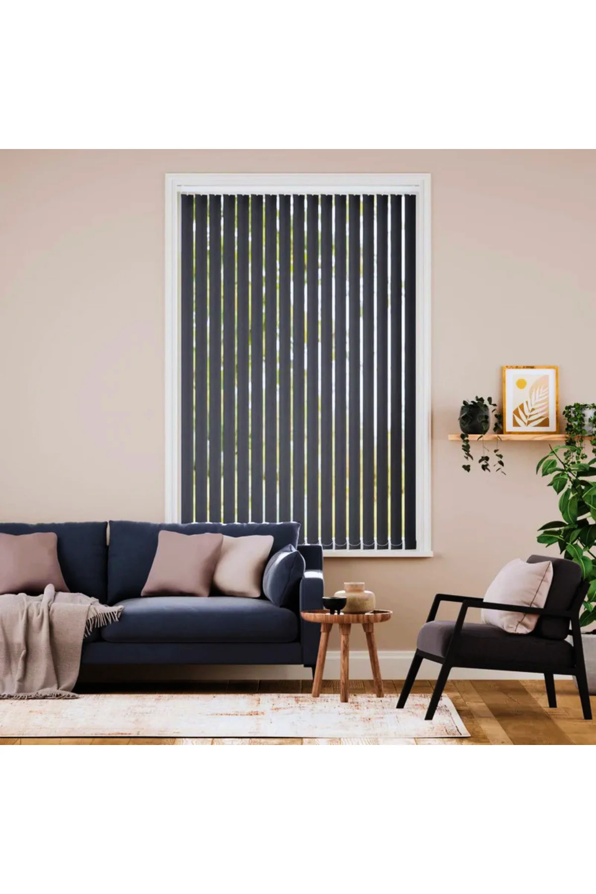 Modern Füme Dikey Jaluzi Stor Perde / Ev, İşyeri ve Ofisler İçin Karartma Dikey Stor Perde, Alüminyum Kasalı Yüksek Kaliteli - W1280/ADP