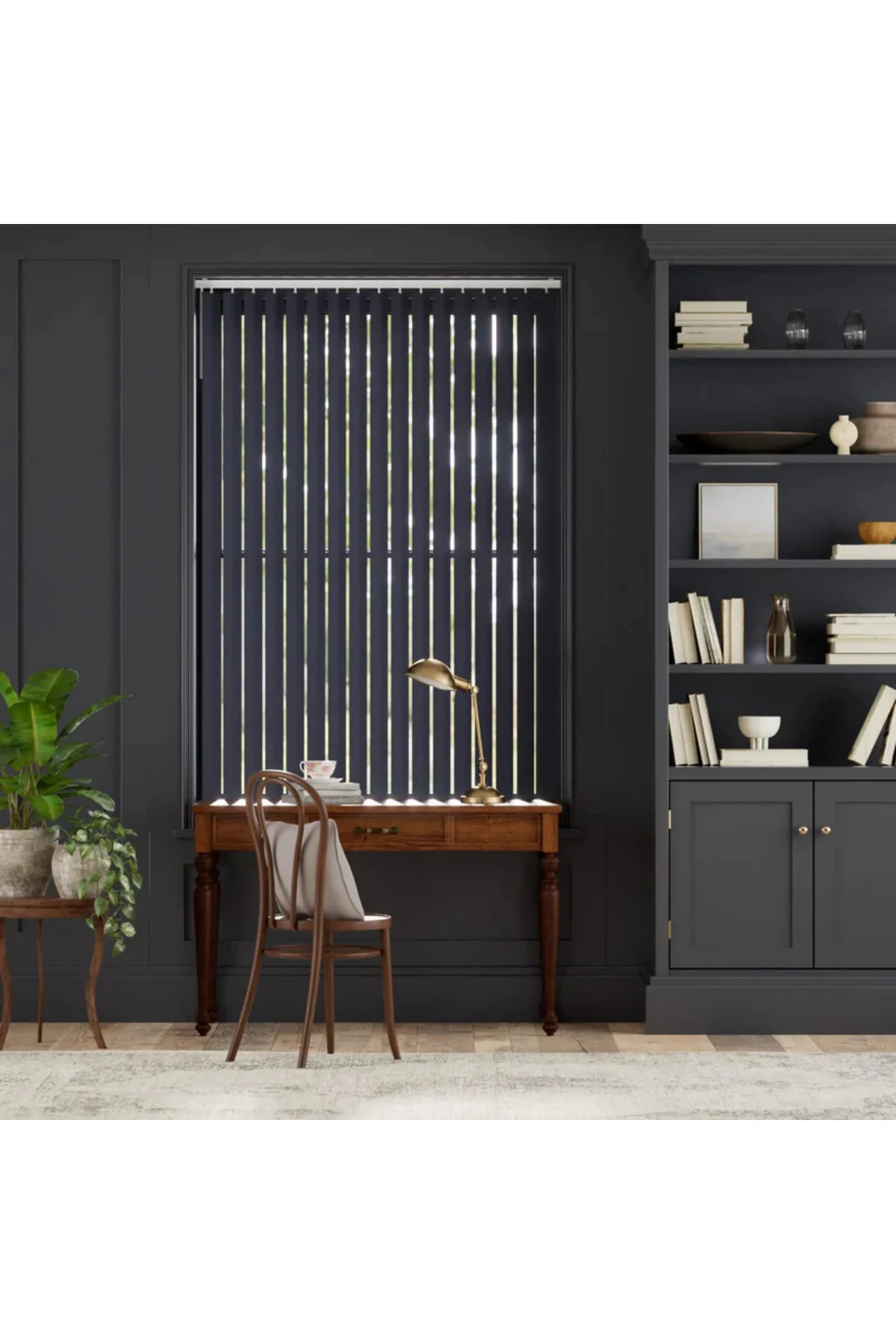 Modern Füme Dikey Jaluzi Stor Perde / Ev, İşyeri ve Ofisler İçin Karartma Dikey Stor Perde, Alüminyum Kasalı Yüksek Kaliteli - W1280/ADP