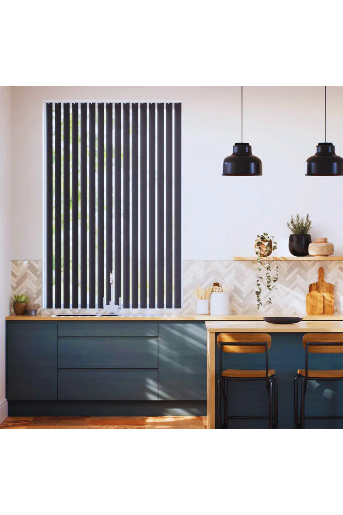Modern Füme Dikey Jaluzi Stor Perde / Ev, İşyeri ve Ofisler İçin Karartma Dikey Stor Perde, Alüminyum Kasalı Yüksek Kaliteli - W1280/ADP