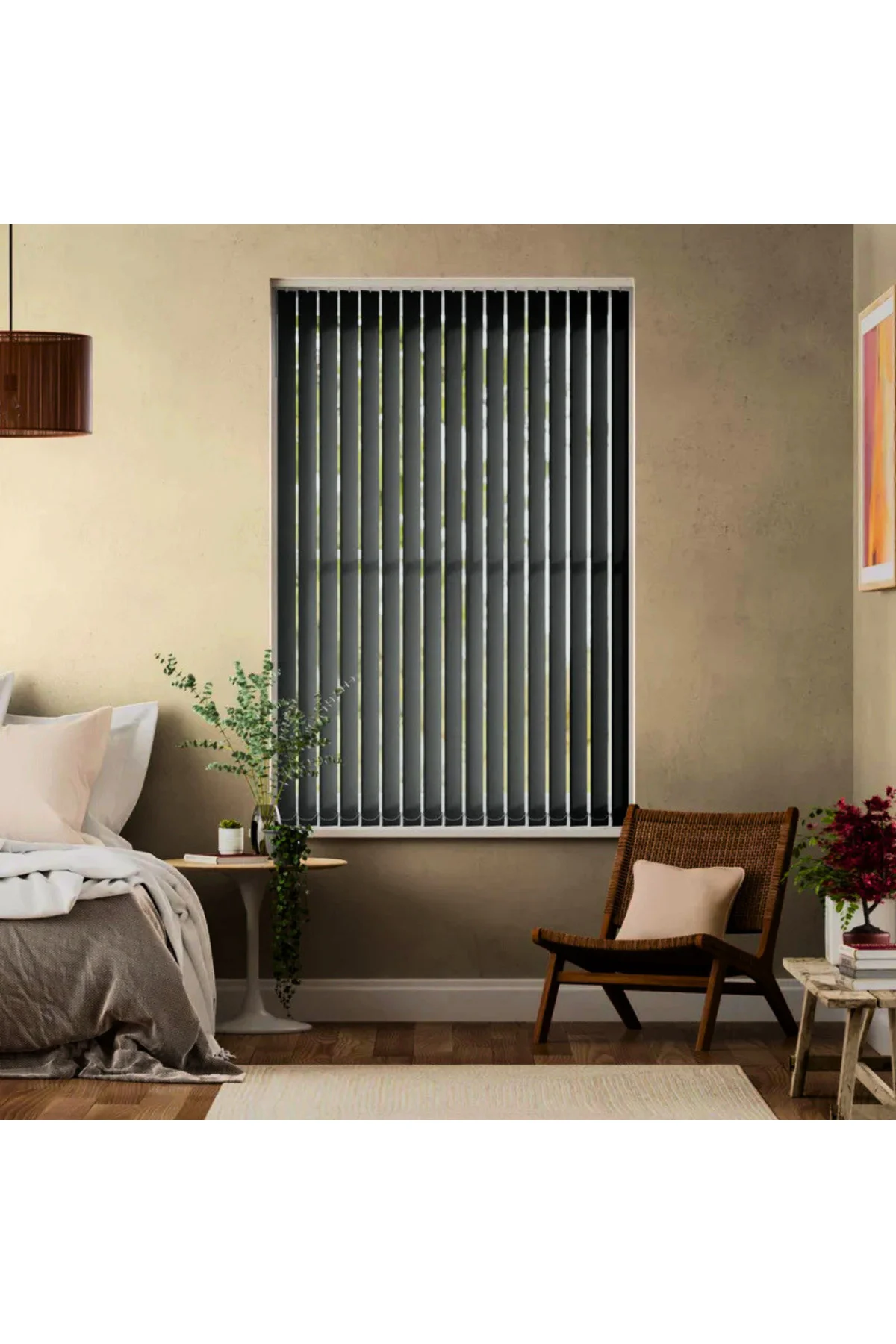 Modern Füme Dikey Jaluzi Stor Perde / Ev, İşyeri ve Ofisler İçin Karartma Dikey Stor Perde, Alüminyum Kasalı Yüksek Kaliteli - W1280/ADP
