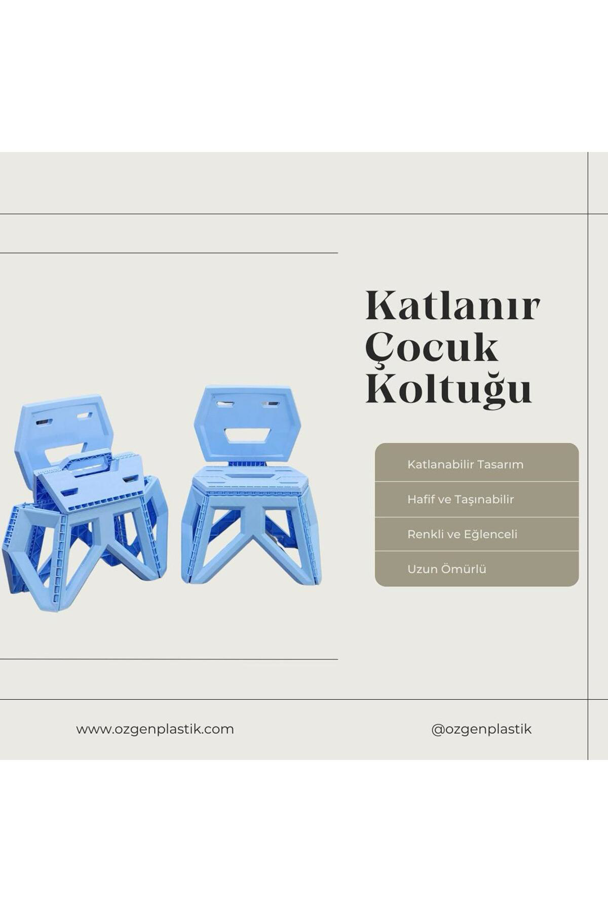 Ferah Plastik Modern Geometrik Katlanabilir Çocuk Kamp Sandalyesi, Taşinabilir,