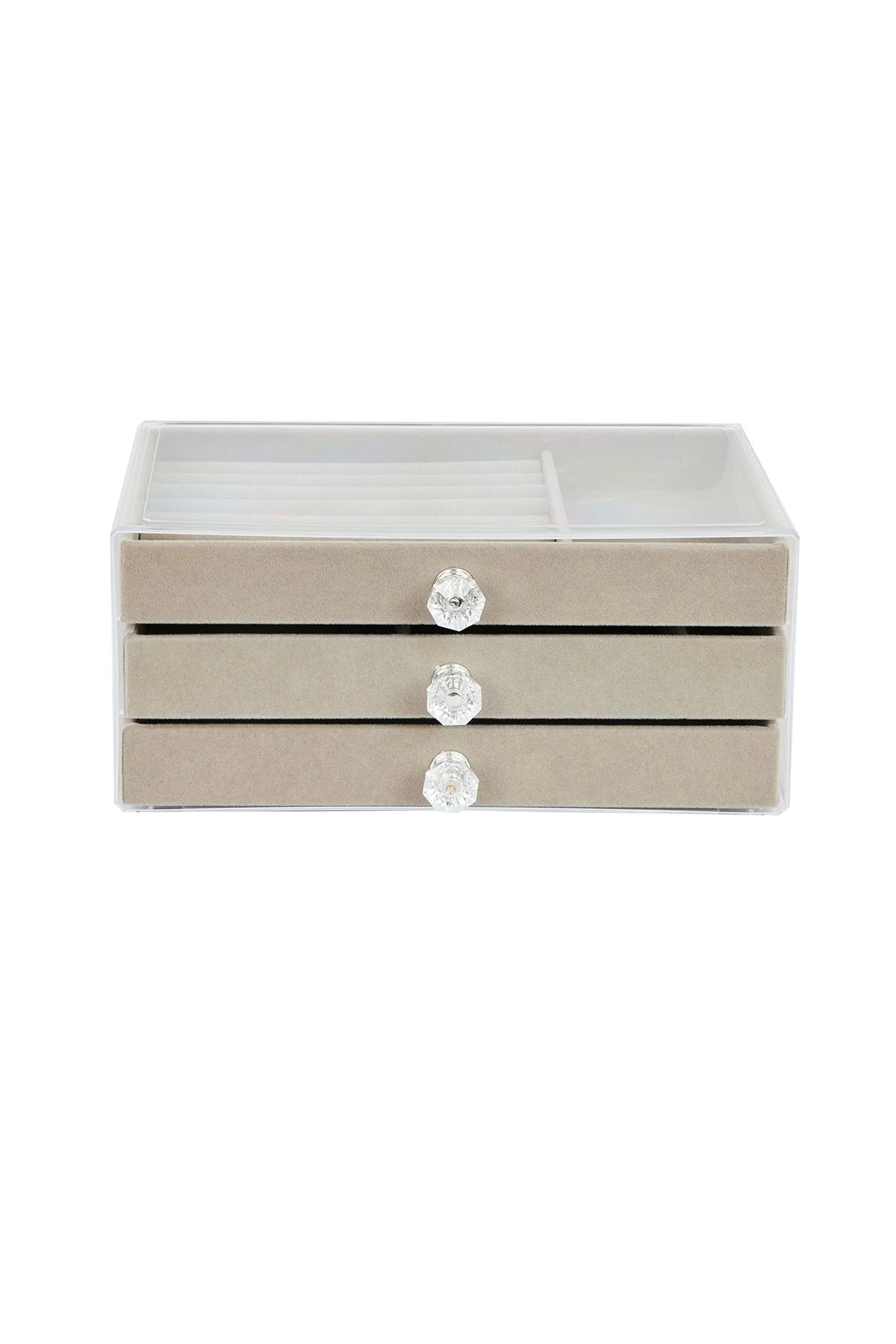 Rby Modern Gri 3 Çekmeceli Taki Bijuteri Mücevher Kutusu Organizer Dü