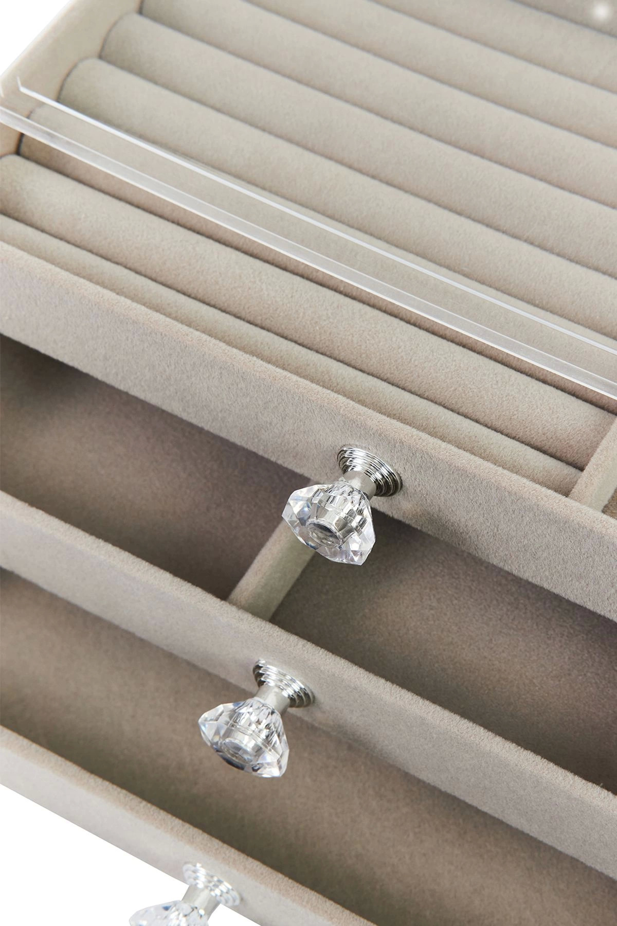 Rby Modern Gri 3 Çekmeceli Taki Bijuteri Mücevher Kutusu Organizer Dü