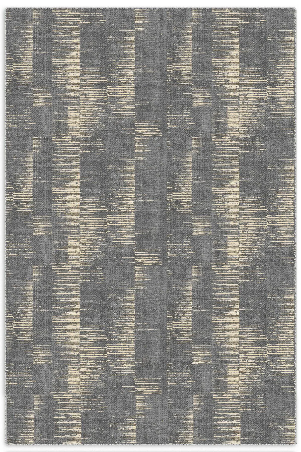 Modern Gri Şönil Halı Kilim Yolluk Kaymaz Yıkanabilir Saçaklı Yat
