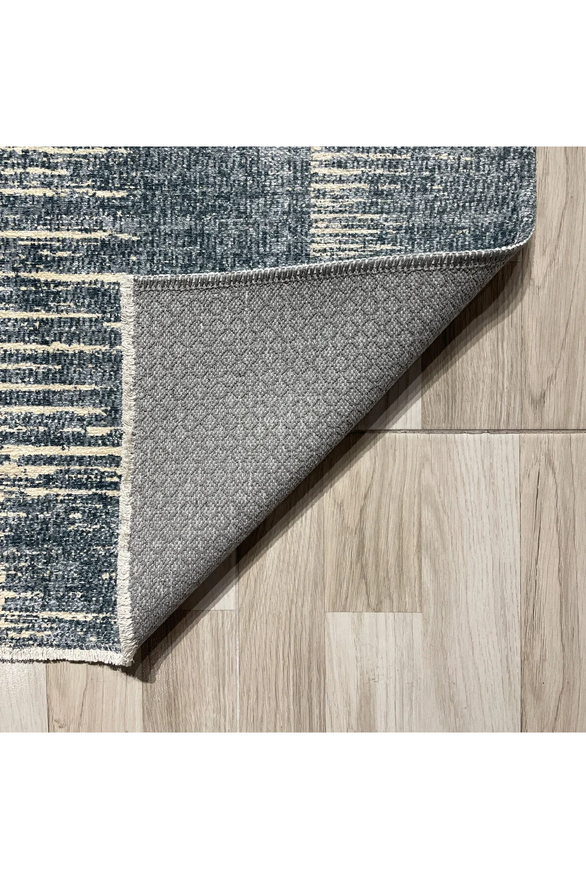Modern Gri Şönil Halı Kilim Yolluk Kaymaz Yıkanabilir Saçaklı Yat