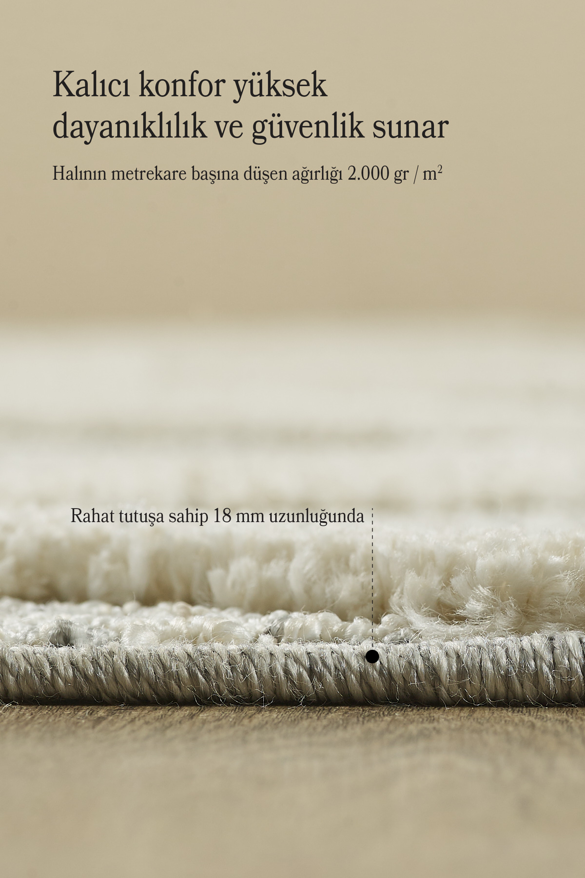 Anaska Home Modern İskandinav Gri Halı Jüt Tabanlı Salon Oturma Odası Halısı 