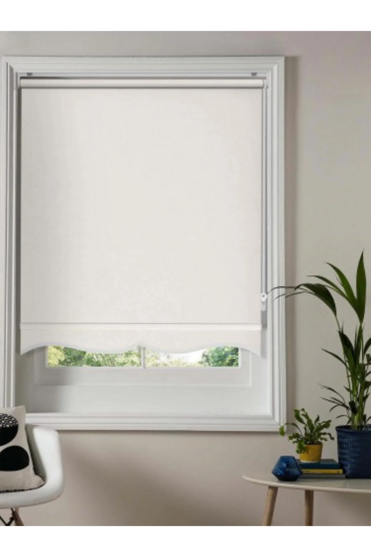 Modern Klasik Mat Stor Güneşlik Perde, Alüminyum Kasalı Yüksek Kaliteli - Krem P1010X/002W