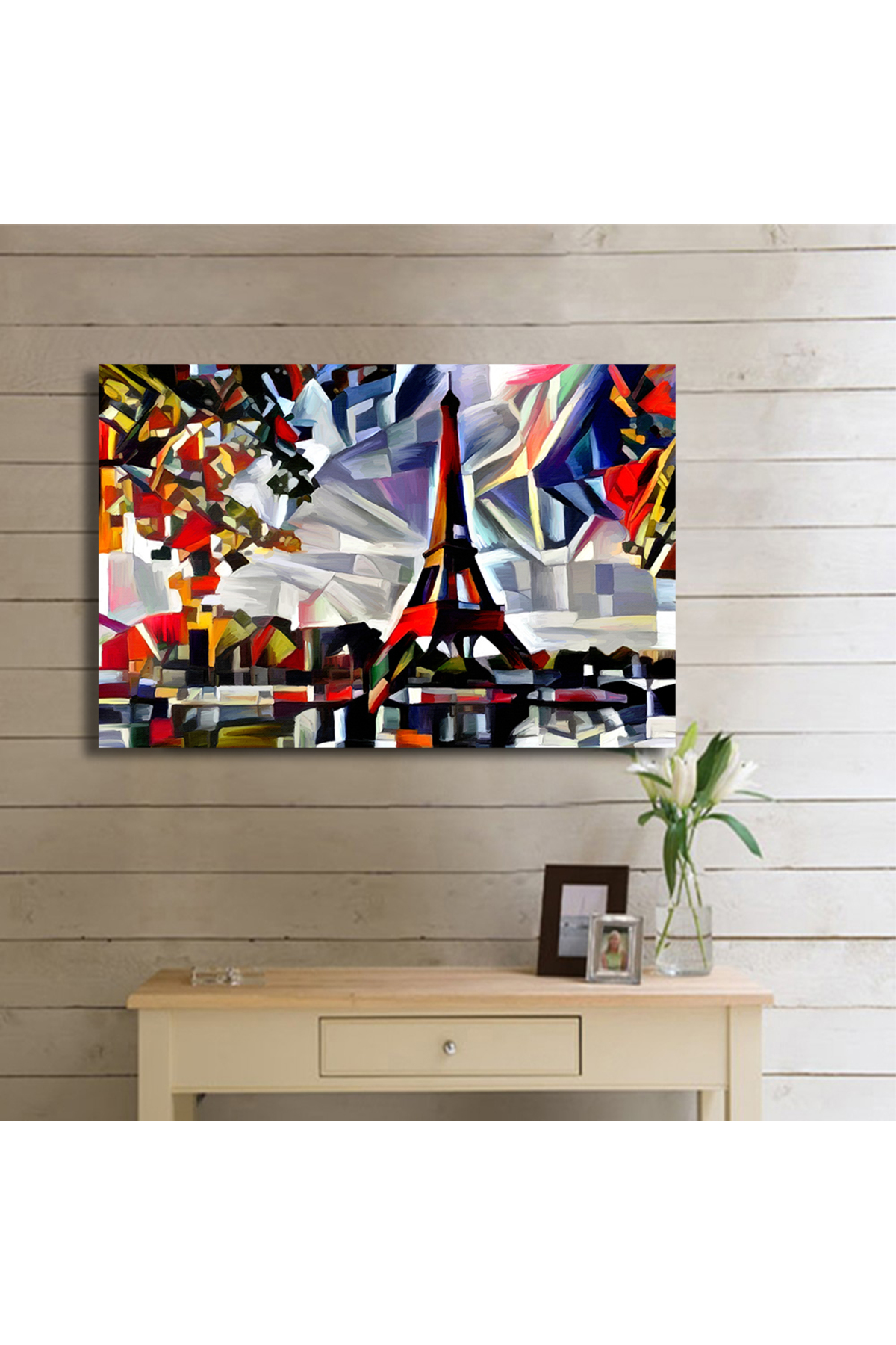 Korkmazkanvas Modern Kübizm Tarzında Parlak Ve Canlı Paris Soyutlaması. Kanvas