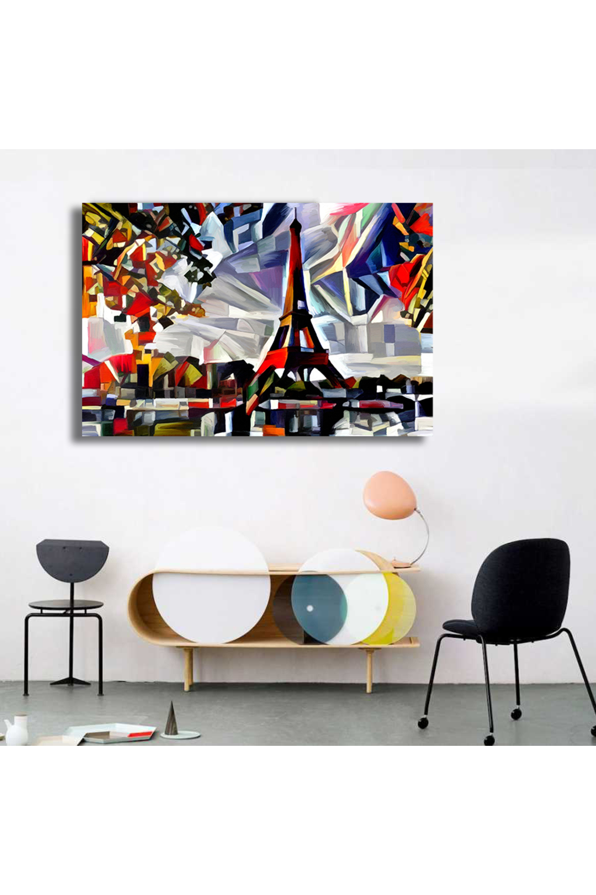 Korkmazkanvas Modern Kübizm Tarzında Parlak Ve Canlı Paris Soyutlaması. Kanvas