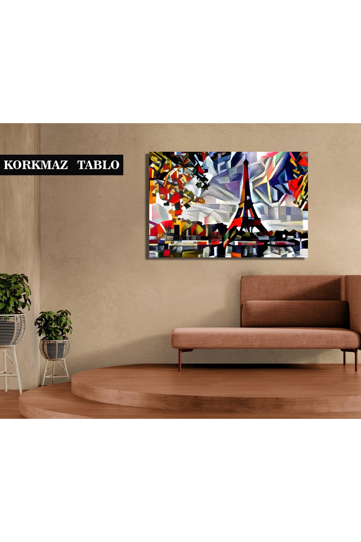 Korkmazkanvas Modern Kübizm Tarzında Parlak Ve Canlı Paris Soyutlaması. Kanvas