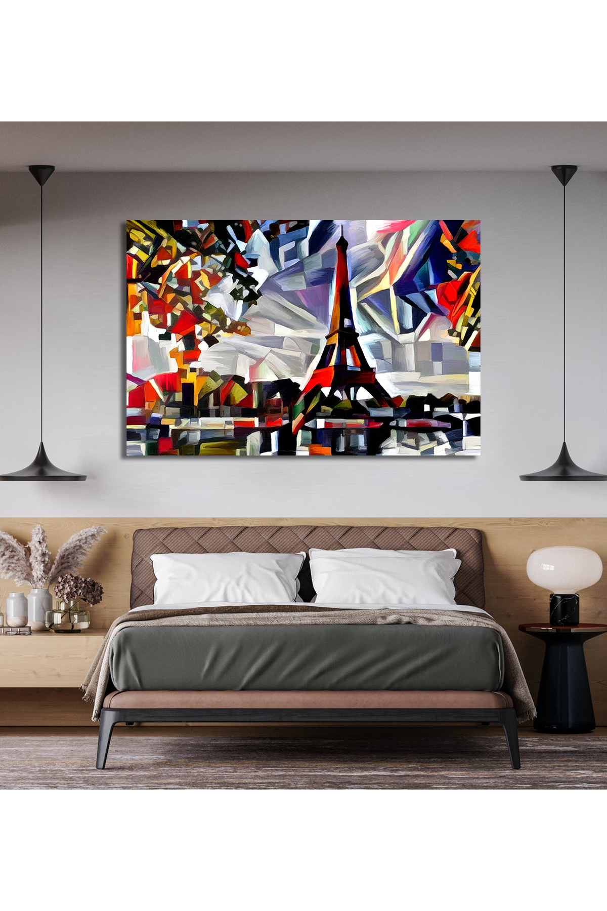 Korkmazkanvas Modern Kübizm Tarzında Parlak Ve Canlı Paris Soyutlaması. Kanvas