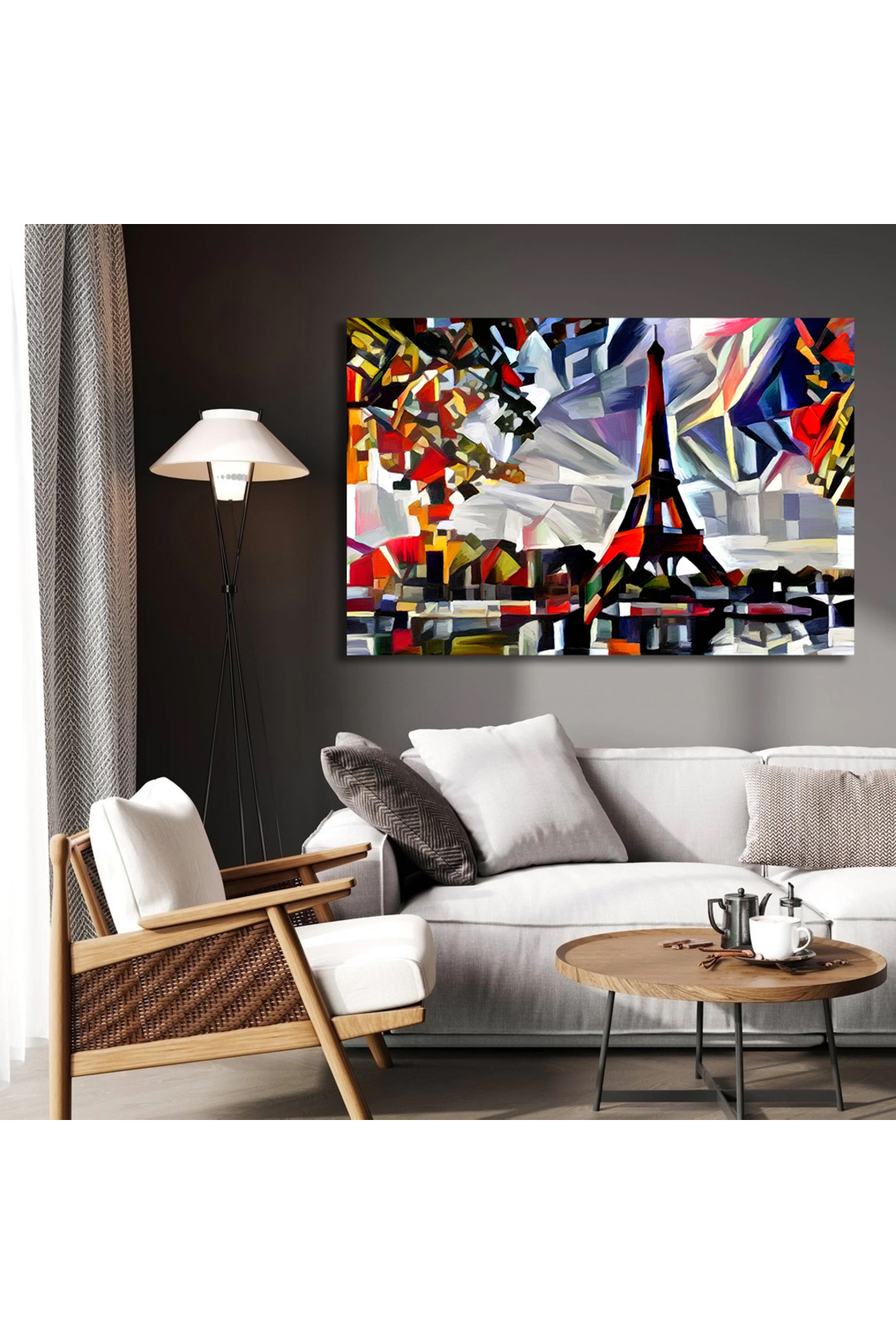 Korkmazkanvas Modern Kübizm Tarzında Parlak Ve Canlı Paris Soyutlaması. Kanvas