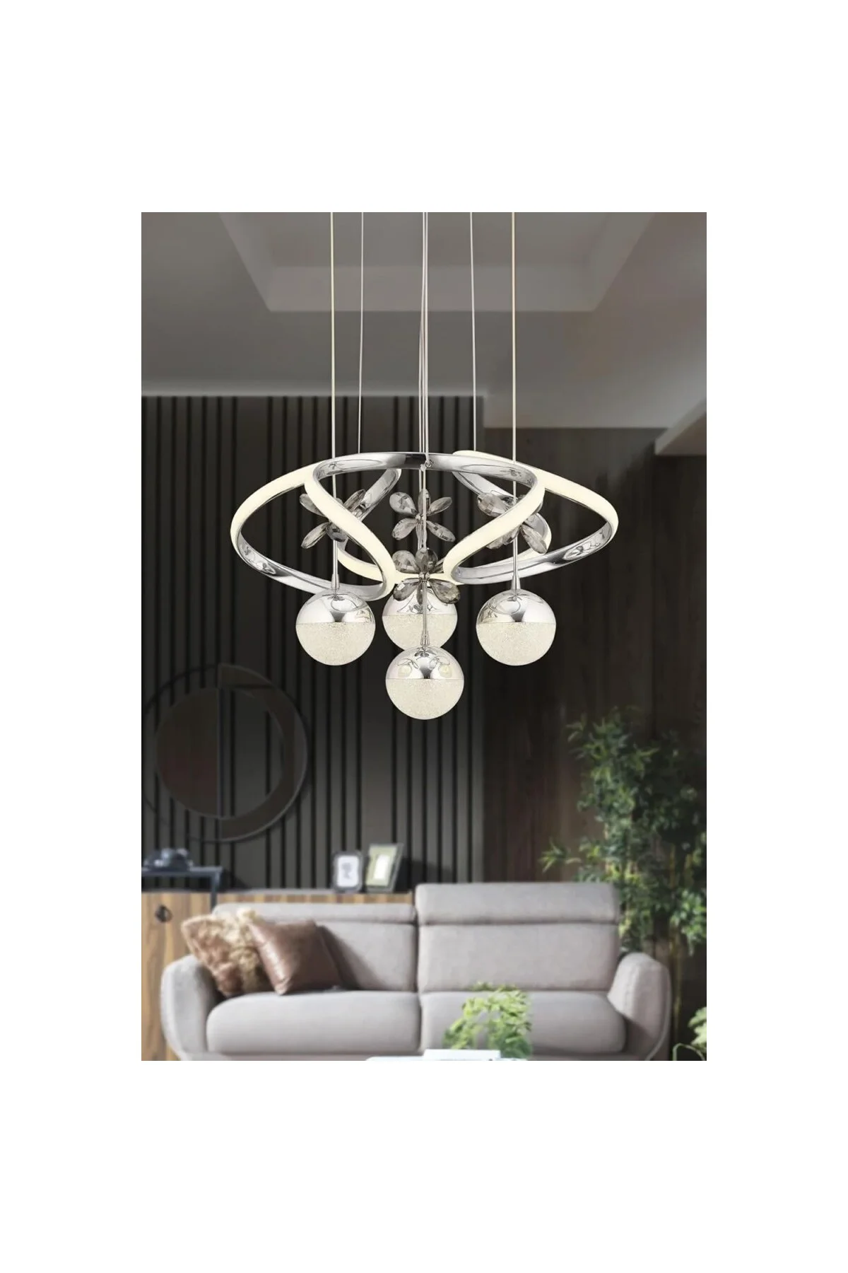 Modern LED Avize – 4 Işık Kaynağı, 3 Renk Ayarlanabilir Işık, Uza