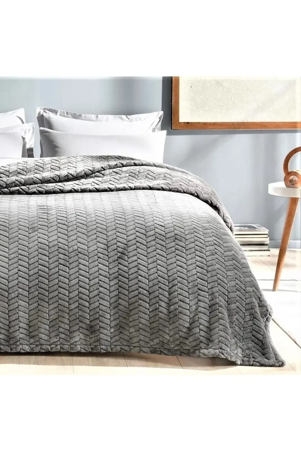 Modern Line 3 Parça Battaniye Yatak Örtüsü-a.gri
