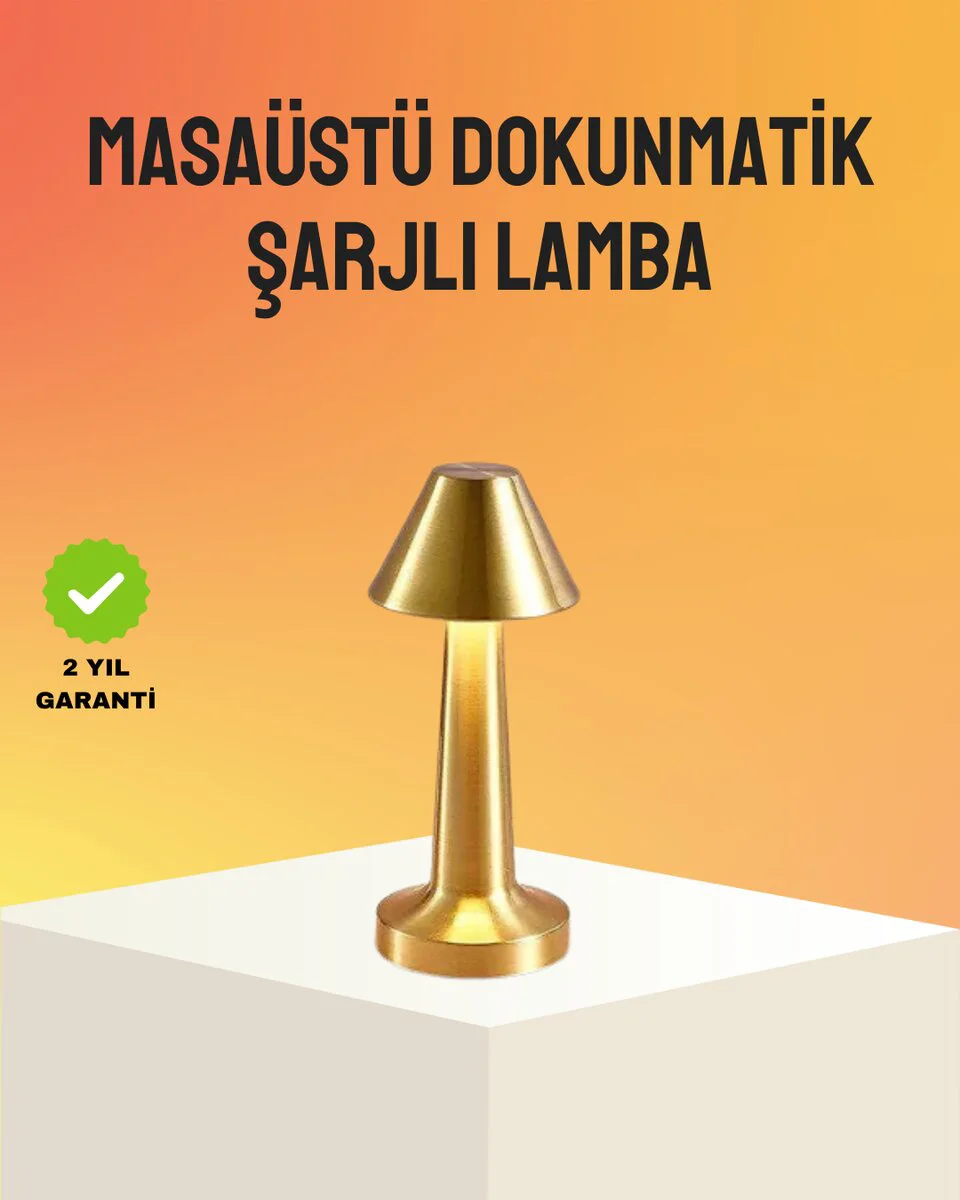 Modern Metal Masa Lambası 3 Renkli Işık Modu, Şarjlı LED ve Kademesiz Parlaklık