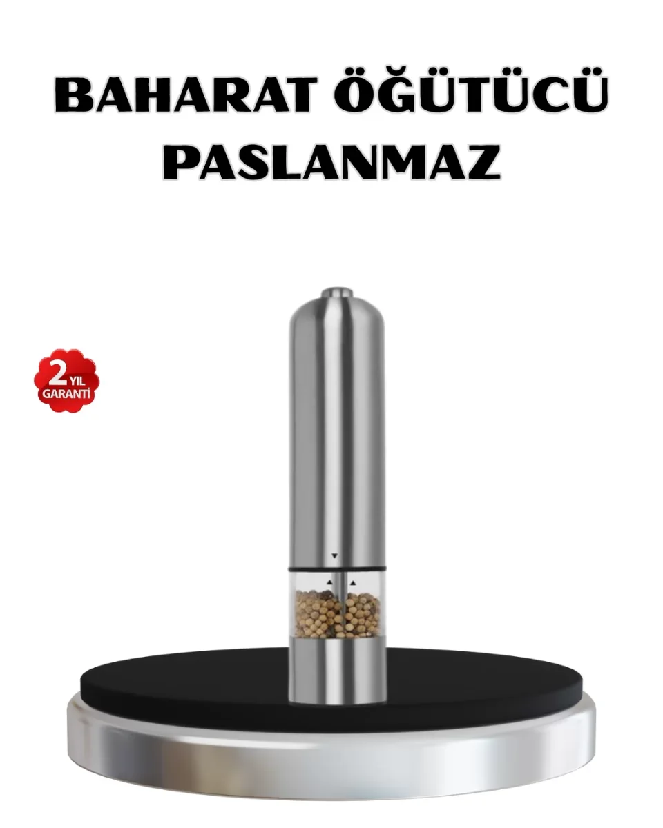 Modern Otomatik Baharat Öğütücü Seti – Pilli, Paslanmaz Çelik, LE