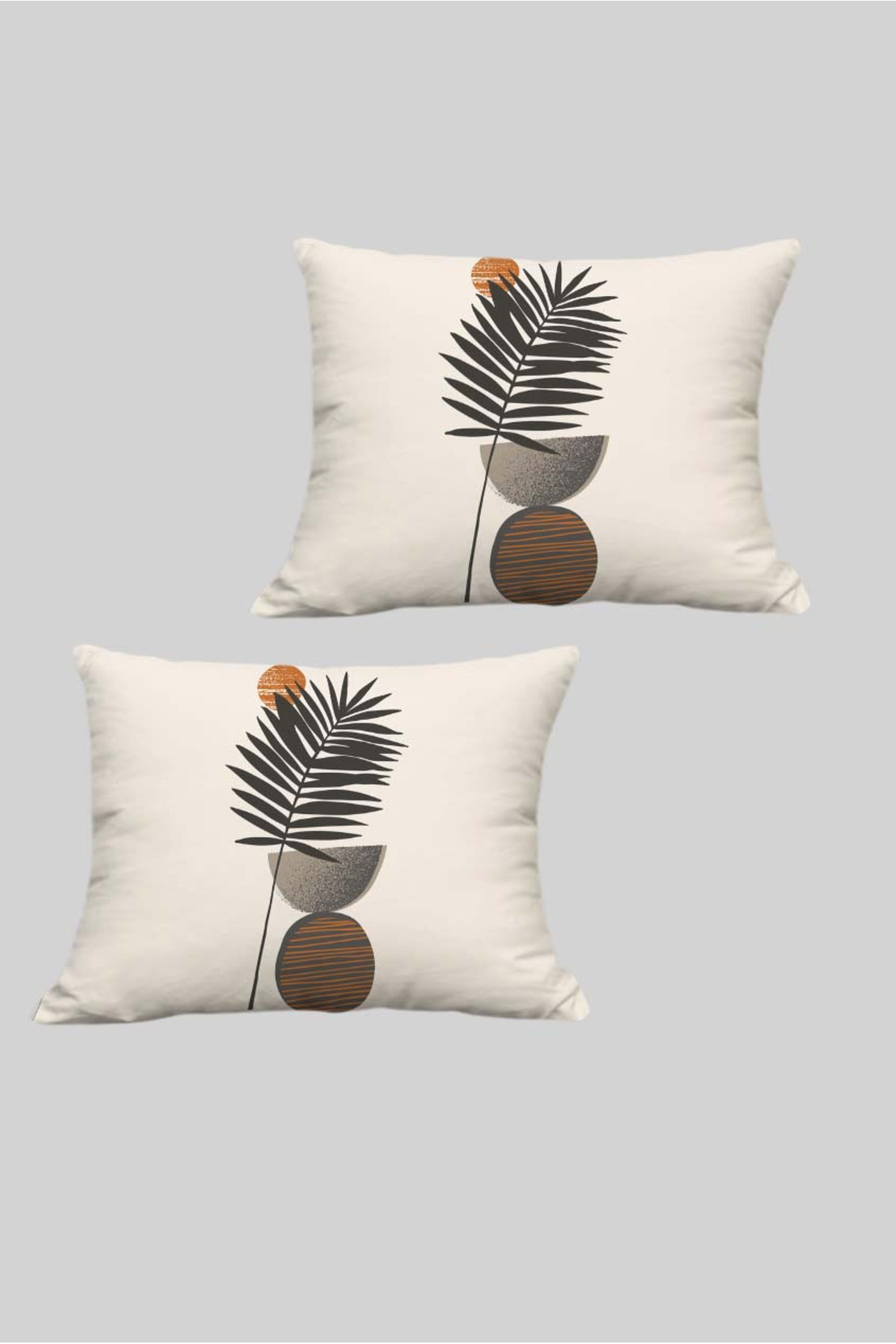 Modern Palm Yaprak Desenli Minimal Kırlent Kılıfı 2li Set