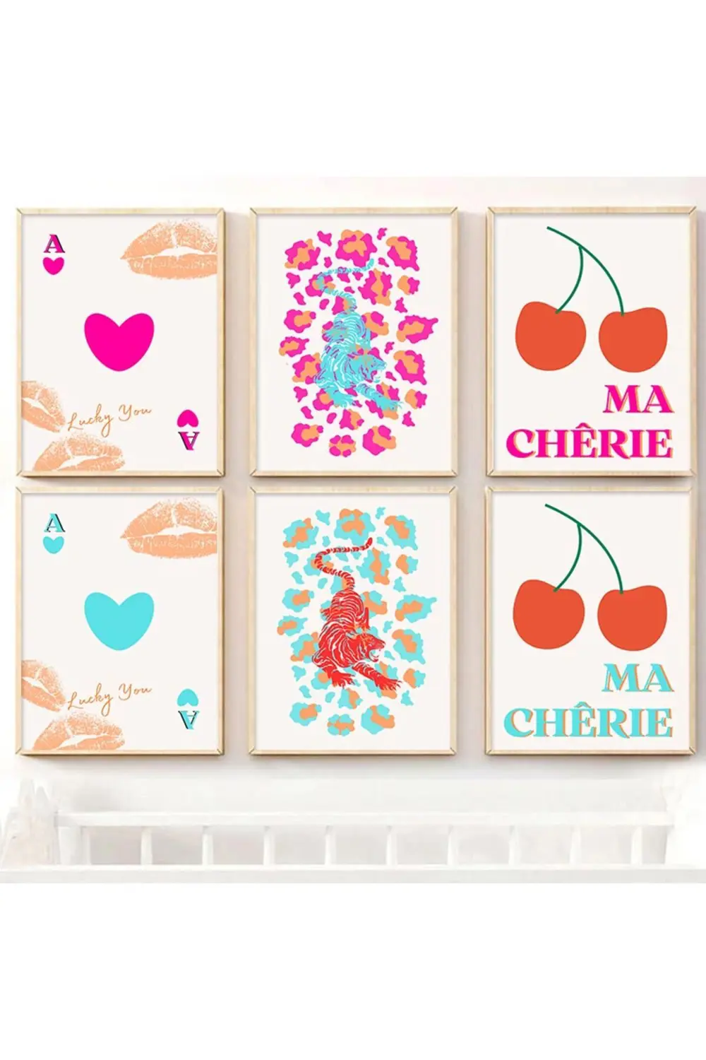 Modern Pastel Duvar Sanatı 6’lı Çerçeve Görünümlü MDF Tablo Seti-