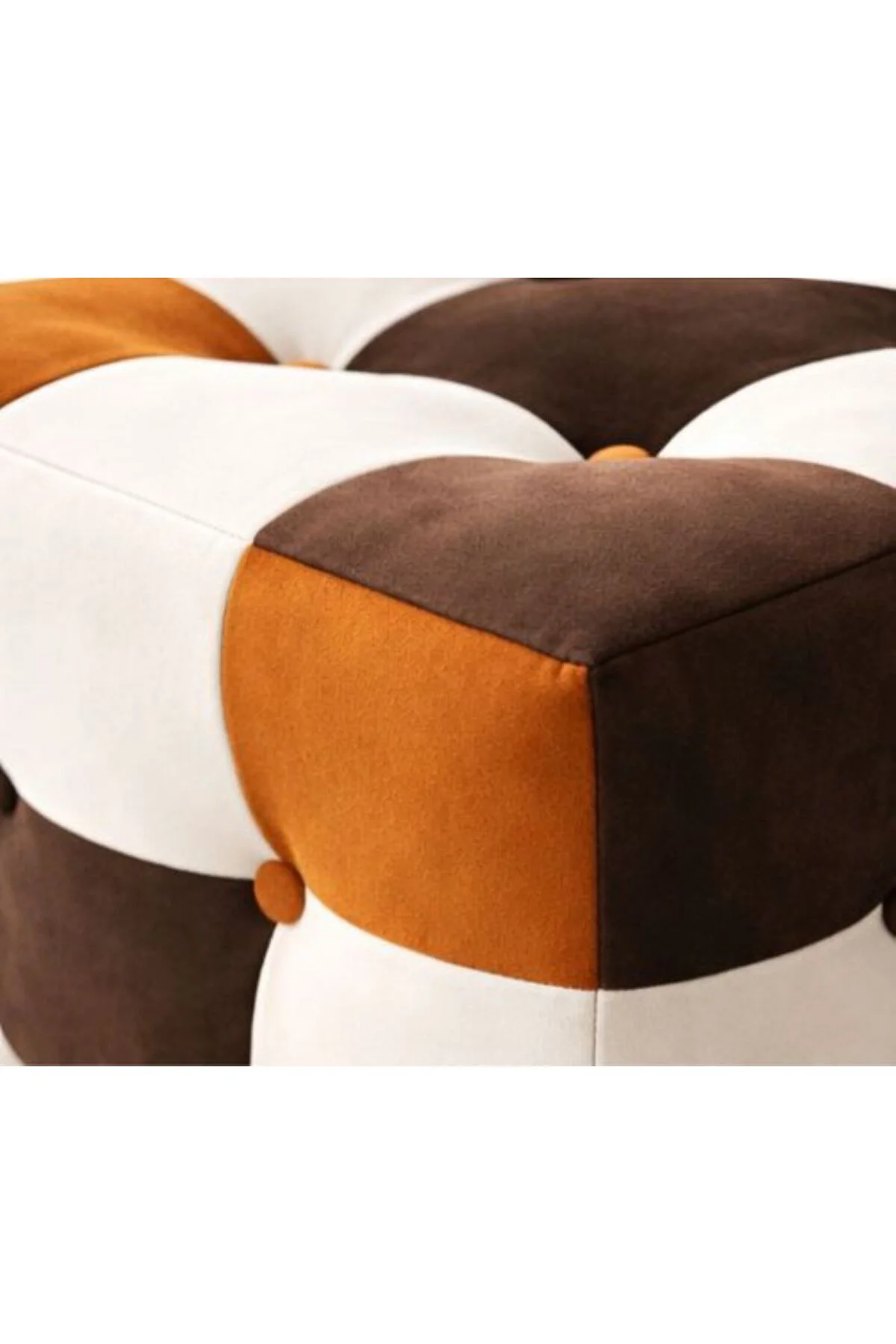 Modern Patchwork Renkli Puf - Dekoratif Oturma Taburesi El Yapımı Şık Tasarım