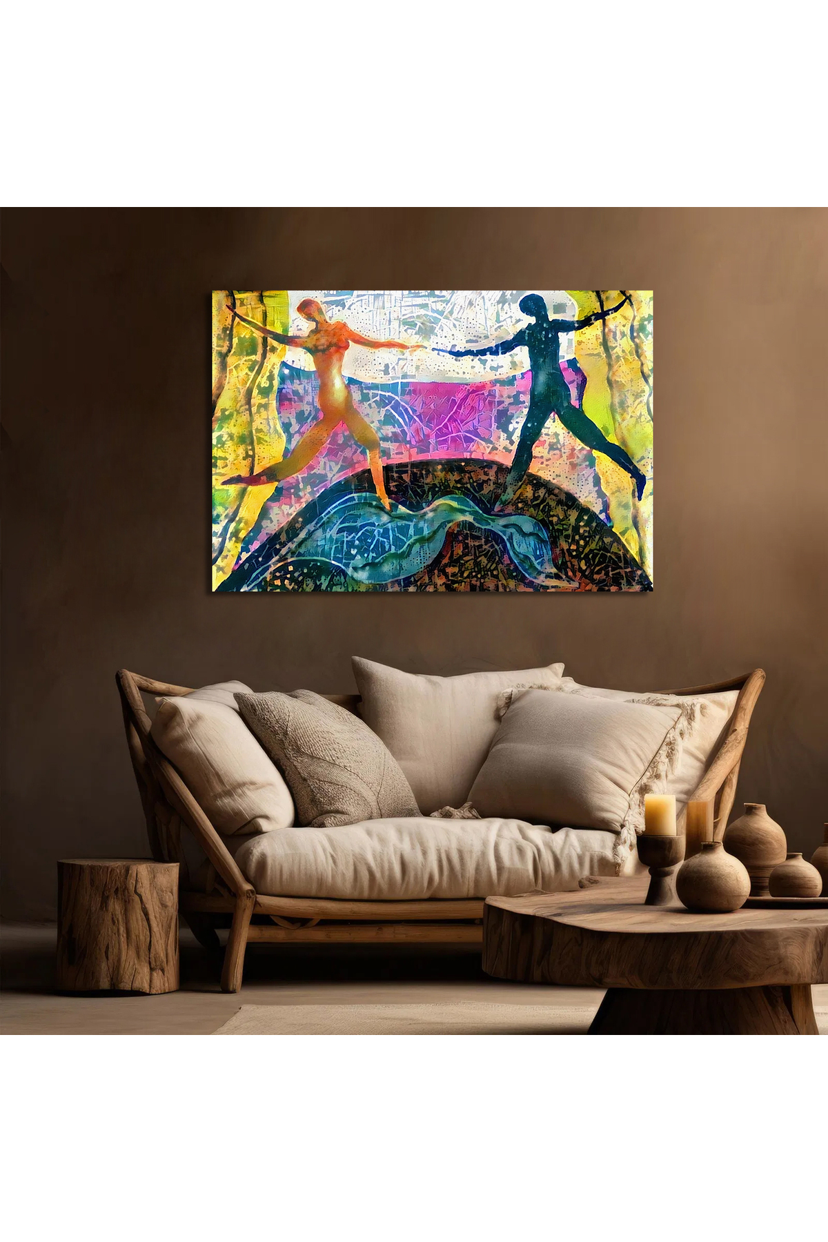 Korkmazkanvas Modern Sanat Soyut Resim. Dans Eden Figürler. Kanvas Tablo