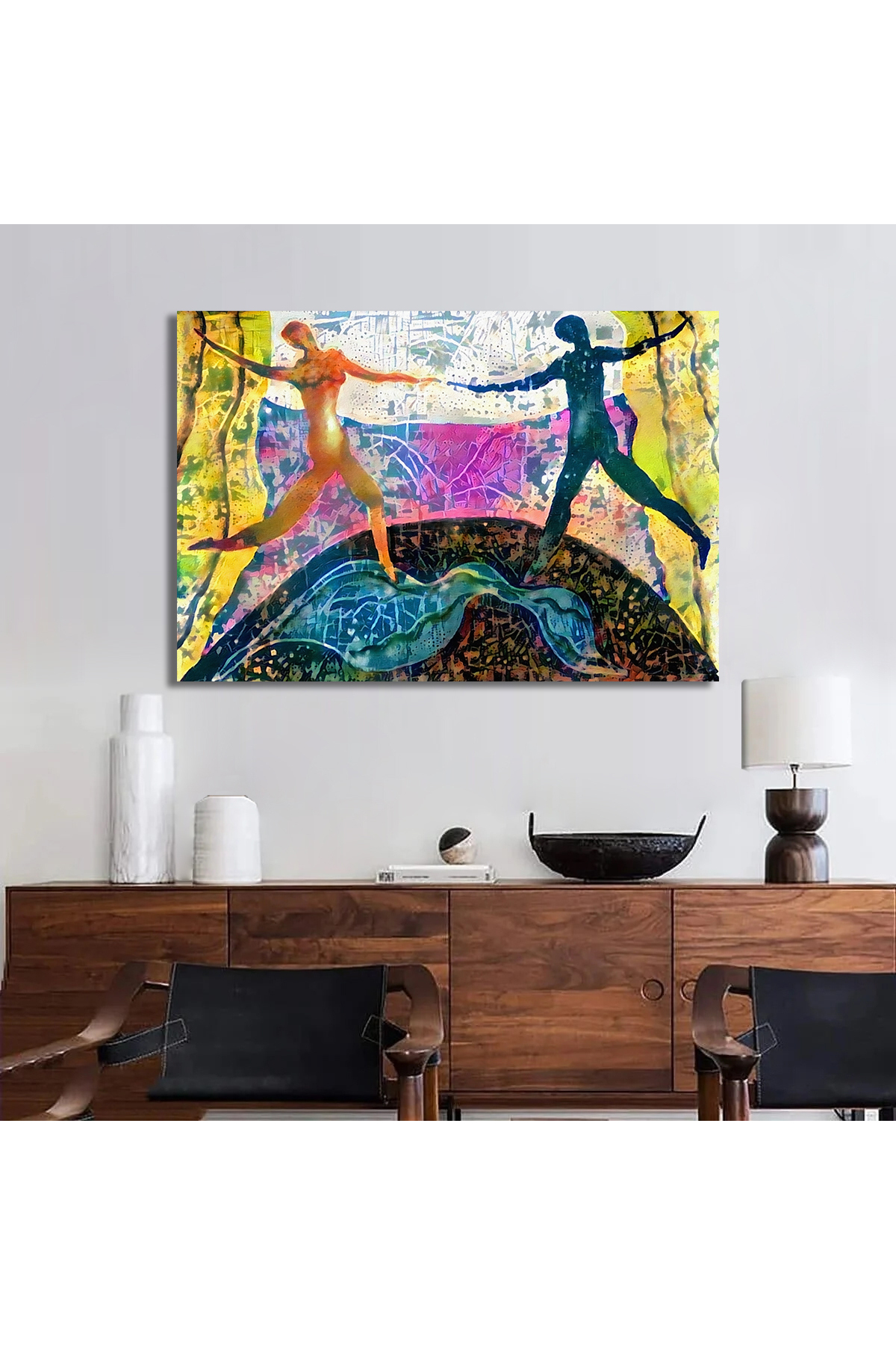 Korkmazkanvas Modern Sanat Soyut Resim. Dans Eden Figürler. Kanvas Tablo