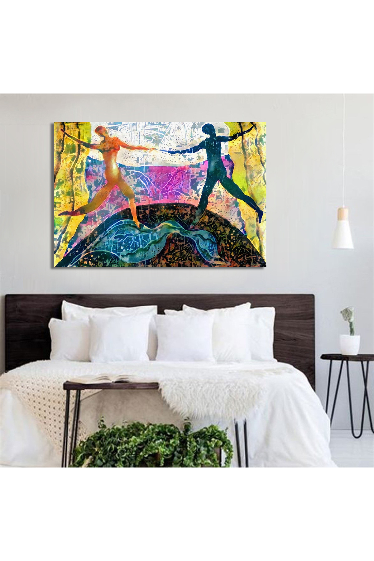 Korkmazkanvas Modern Sanat Soyut Resim. Dans Eden Figürler. Kanvas Tablo