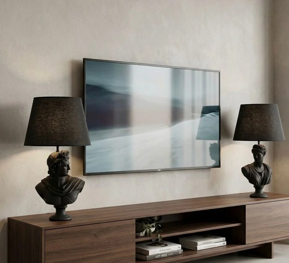 Modern Siyah Büst Abajur Yunan Tanrısı Diana Apollo 2 Li Heykel  