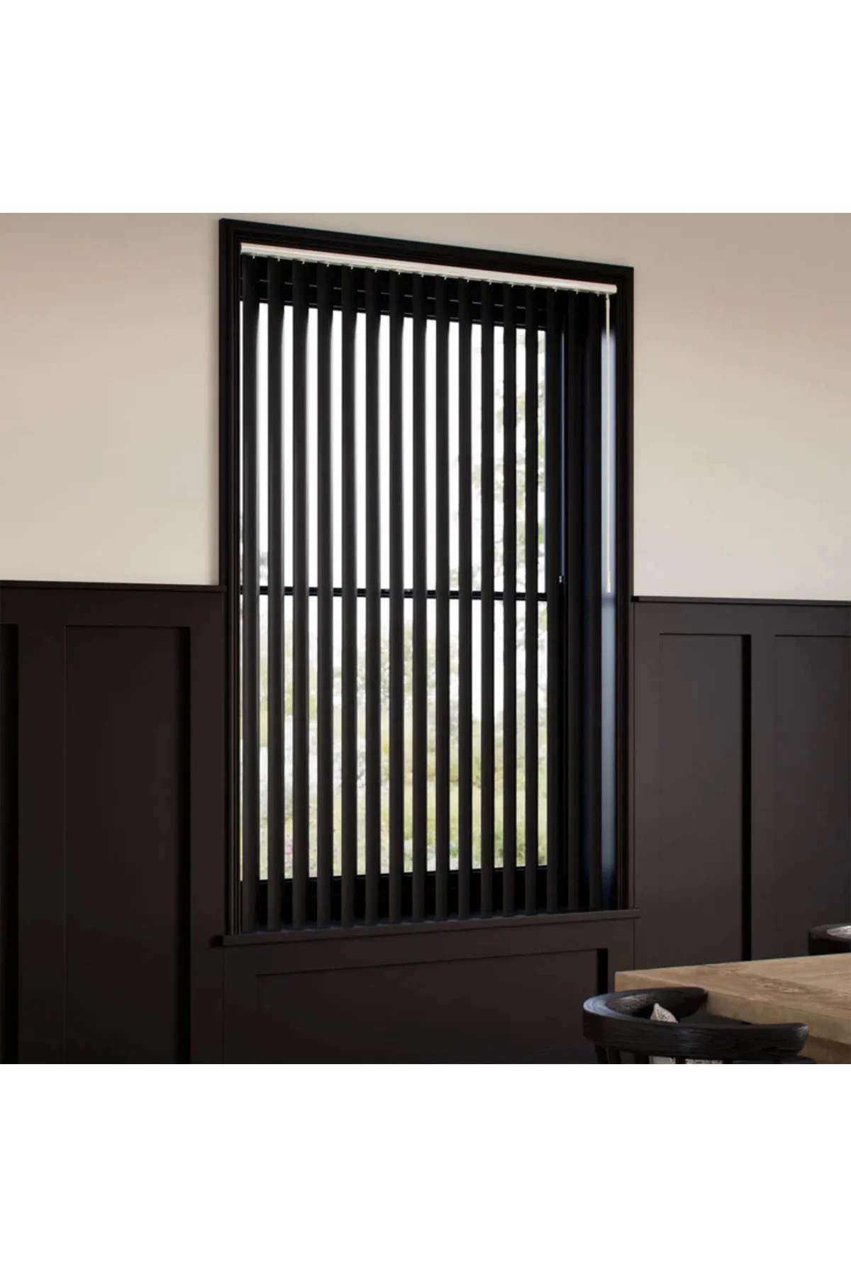 Modern Siyah Dikey Jaluzi Stor Perde / Ev, İşyeri ve Ofisler İçin Karartma Dikey Stor Perde, Alüminyum Kasalı Yüksek Kaliteli - W1140/XDP