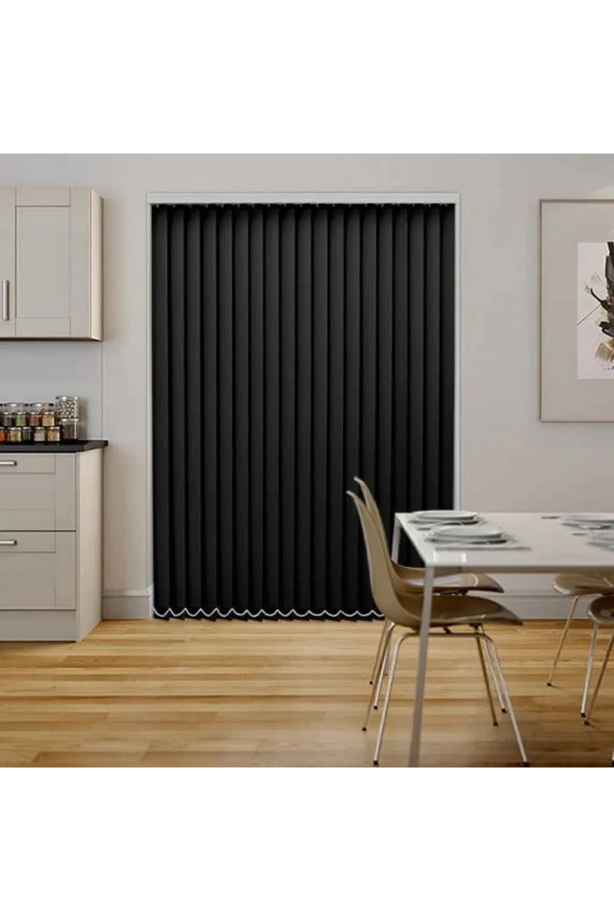 Modern Siyah Dikey Jaluzi Stor Perde / Ev, İşyeri ve Ofisler İçin Karartma Dikey Stor Perde, Alüminyum Kasalı Yüksek Kaliteli - W1140/XDP