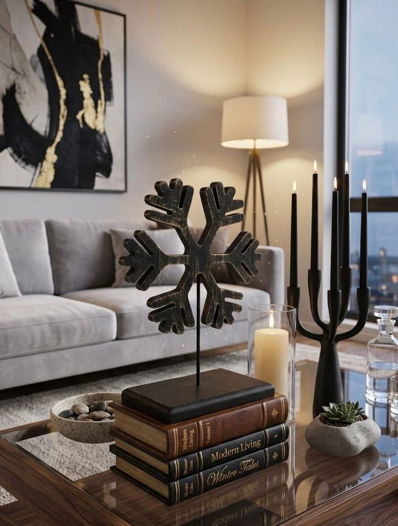 Modern Siyah Kar Tanesi Dekoratif Biblo Bohem Salon Masa Sehpa Üs Modern Siyah Kar Tanesi Dekoratif Biblo Bohem Salon Masa Sehpa Üs