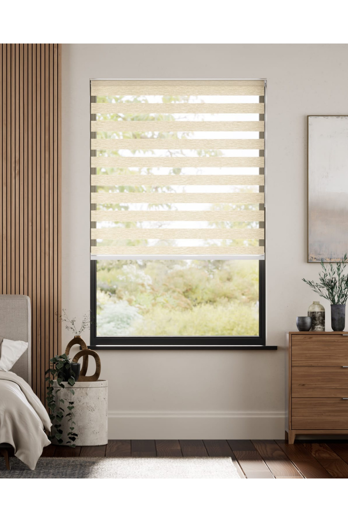 Modern Soft Bambu Bej Zebra Stor Perde , Alüminyum Kasalı Yüksek 