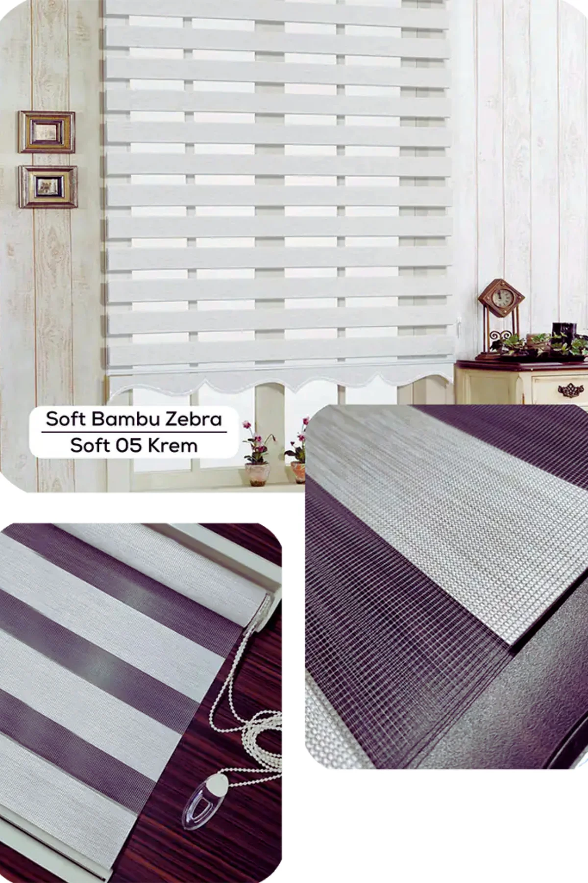 Modern Soft Bambu Krem Zebra Stor Perde , Alüminyum Kasalı Yüksek Kaliteli - KREM SBWA1174/02W Modern Soft Bambu Krem Zebra Stor Perde , Alüminyum Kasalı Yüksek Kaliteli - KREM SBWA1174/02W