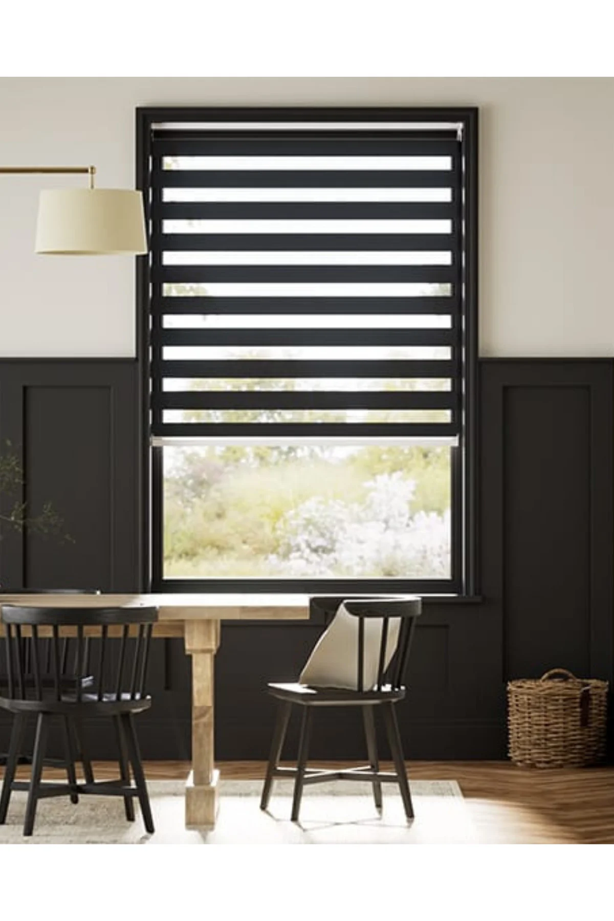 Modern Soft Bambu Siyah Zebra Stor Perde , Alüminyum Kasalı Yükse