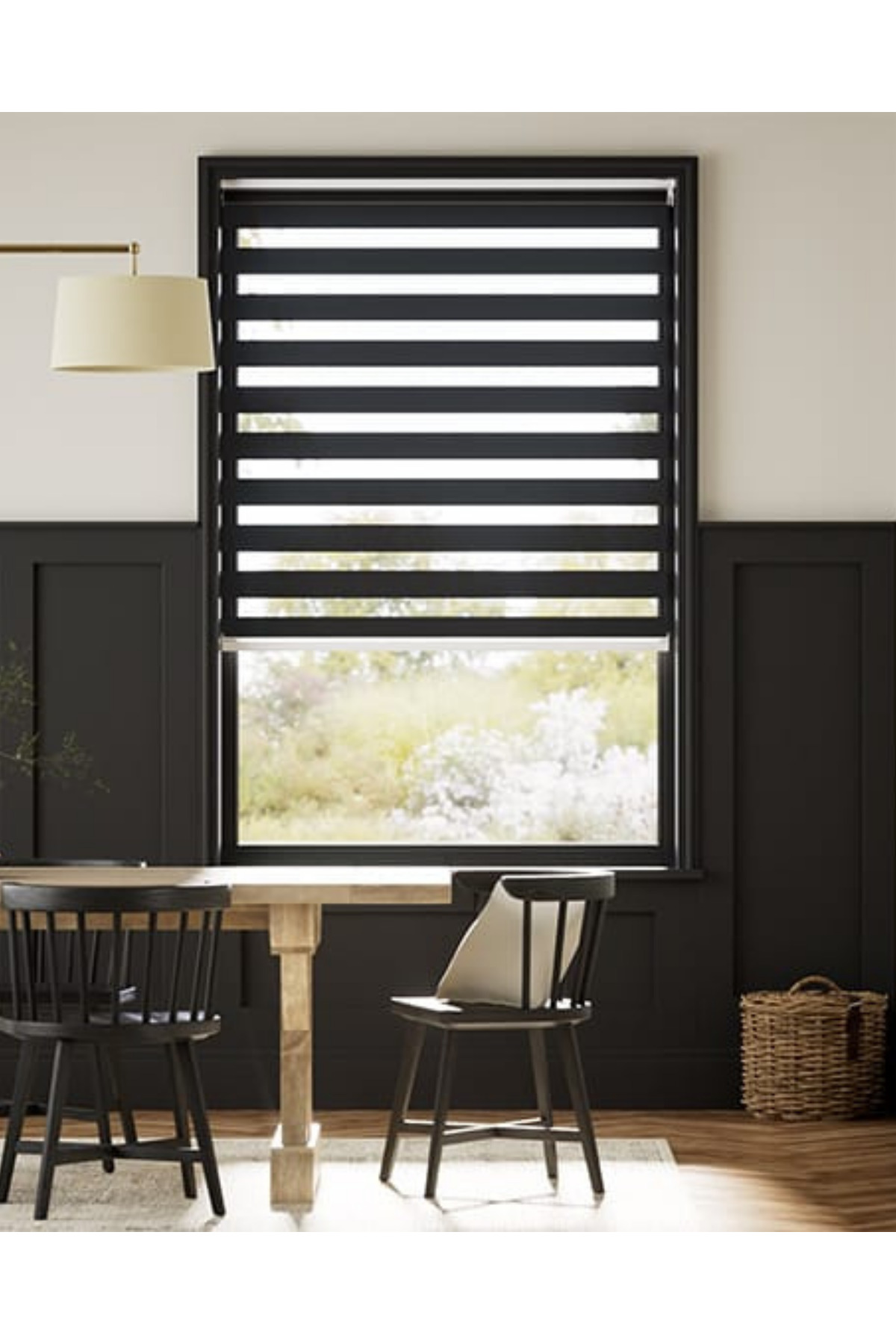 Modern Soft Bambu Siyah Zebra Stor Perde , Alüminyum Kasalı Yükse